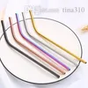 Barware Drinking Straws 21.5*6mm Straight pipe bend pipe stainless steel straws color metal straw drink straw bar counter accessories T2I5047