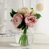 Haute qualité fleur artificielle toucher réel soie pivoine tête simulation bricolage mariage famille fête décoration clip