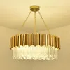 Modern Crystal Lamp Chandelier For Living Room Luxury Gold Round Stainless Steel Chain Chandeliers Lighting AC100-240V