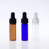 Clear Amber Blue Glass 4ml Refillable Empty Glass Bottles Aromatherapy Container Eye Dropper Essential Oil Bottle For Travel 2400Pcs