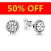 Dames Luxe Mode-sieraden Designer Oorbellen Originele doos voor Pandora 925 Sterling Zilver Crystal Diamond Womens Stud Earring