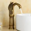 Basin Faucets New High Swan Faucet Arch Design Luxury Wash Mixer Taps Brass Hot And Cold Taps Gold Plated Single Hole Tap