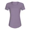 L022 Femmes Yoga hauts double face nu Tshirt femmes039s respirant haute élastique couleur unie polyvalent course fitness chemises 5657898