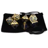 Mekaniska tärningar för DND -bordsskivor RPGS -spel 7PCSSet Metal Dice With DrawString Pouch D4 D6 D8 D10D12 D204814662