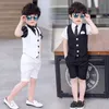 Explosion models hot European white black gray boy suit vest shirt pants three-piece suit/in stock Summer boy wedding party dress wholesale