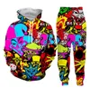 Hurtownie - Nowa Moda Męskie / Damskie Insane Clown Posiada Bluzki Biegacze Śmieszne Druk 3D Unisex Bluzy + Spodnie ZZ045