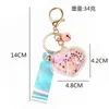 Keychains Acrylic Heart Shaped Eternal Flower Sand Shiny Quicksand Liquid Keychain Girl Keyring Women Bag Pendant Couple Gift Jewelry1