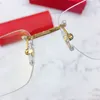 fashion design frame optische bril 0113 k goud vierkant frameloze retro moderne zakelijke stijl unisex kan recept eyewear283T maken