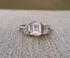 Simples 925 Prata Diamante Romântico Feminino Engagement Wedding Ring Tamanho 6-10