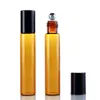 HOt Sale 1200pcs/lot 10ml Amber Glass Roll On Bottle with Stainless Steel Roller Ball Essential Oils Brown Perfume Bottles LX5835