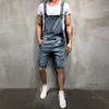 Överdimensionerade män rippade jeans jumpsuits korta byxor Summer Street Style orolig denim Bib overaller Suspender Short Pants237y