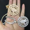 Cirkulär Hand Halsband Hängsmycke Guld Silverfärg Bling Cubic Zircon Mäns Kvinnors Hip Hop Smycken Med 4mm Tennis Chain