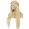 Full Lace Menselijk Haar Pruiken 180Density Braziliaanse Blonde # 613 Menselijk Haar Straight Dikke Lijmloze Kant Front Pruiken met Baby Haar