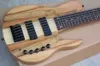 Factory 6 string ASH Neck-Thru-Body Electric Bass Guitar with Map Lines Black Hardwares can be customized as to requirements