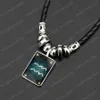 New Luminous 12 Zodiac Sign necklaces Glow In the Dark constellation obsidian Pendant Leather rope chains For women Men Fashion Jewelry Bulk