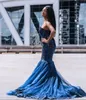 Royal Blue Beaded Mermaid Prom Dresses Appliqued Sweetheart Neck Sequined Evening Gowns Sweep Train Plus Size Formell Dress