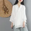 Frauen Leinen Hemd Tops Chinesischen Stil Vintage Shirt Strickjacke Mantel Fee Tai Chi Uniform Tang-anzug Atmungsaktiv Casual Hanfu