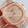 Mens Automatic Cal.324 SC Miyota Movement Watch Pave Rectangle Diamond Dial Bracelet Men Gold 5719 10G Date Crystal Watches