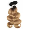 Tissage en lot brésilien Remy naturel Body Wave ombré couleur blond miel 1B27, extensions de cheveux humains, 1024 pouces, 3 ou 4 lots7874747