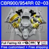 Karosserie für HONDA CBR900RR Repsol Gold Weiß CBR 954 RR CBR900 RR CBR954 RR 280HM.11 CBR 900RR CBR954RR 02 03 CBR 954RR 2002 2003 Verkleidungsset