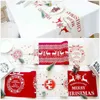 Christmas Table Cloth Christmas Ornament Cotton Printed Table Covers Snowflake elk snowman Santa Cartoon Xmas table Flag decor 28*270cm