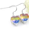 LuckyShine all'ingrosso 6 paia moda argento bicolore tormalina cuore zircone orecchino per le donne ganci orecchini gioielli per matrimoni nuovo