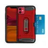 Tasca per carte Custodia per cellulare con cavalletto in metallo Slot per scheda Doppia armatura per iPhone XR XS Max 6s 7 8 Plus iPhone 11 Pro Max