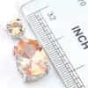 Cadeau de pâques 2 pièces 1 ensemble de pierres précieuses Morganite Champagne LuckyShine argent pendentifs ovales en Zircon pour femmes boucles d'oreilles ensembles de bijoux