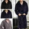 HIRIGIN Uomo Inverno Caldo Vestaglie Spessore Allungato Peluche Scialle Accappatoio Kimono Vestiti per la casa Abito a maniche lunghe Cappotto peignoir homme