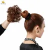 100% Gerçek Humanhair Scrunchie Elastik Bant Updo Uzantıları Saç Bun Topnot Siyah Kahverengi Kıvırcık Chignons