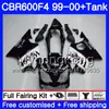 Body + Tank for HONDA CBR600 F4 CBR 600 F4 FS Black west لامع CBR600 F 4 287HM.4 CBR600F4 99 00 CBR600FS CBR 600F4 1999 2000 Fairings kit