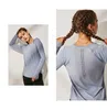 LL-WT188 Femmes Yoga T-Shirts Filles Courir À Manches Longues Dames Casual Yoga Tenues Adulte Sportswear Exercice Fitness Porter Chemise Respirant