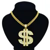 Altın Renk Dolar Işareti Kolye Kolye Lüks Tasarım Uzun Zincir Kolye Erkekler Kadın Aksesuarları Kolye Hip Hop Takı
