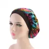 Helt ny 2019 Fshion Kvinnor Satin Night Sova Cap Hair Bonnet Hat Silk Head Cover Bredt Elastiskt Band Justerbart hår Tillbehör