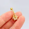 1pc Lotus Flower Crystal Belly Piercing Navel Piercing Kirurgisk Stål Belly Button Ringar Ombligo Body Piercing Smycken