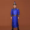 Manlig vuxen etniska kostymer mongoliska kläder stativ krage mäns mantel mongoliska bröllopsfest festival kostymer orientalisk klänning