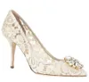 Vendita calda-Nuove donne sexy da sposa in pizzo Décolleté con diamanti davanti impreziositi da tacchi a spillo a punta gladiatore slip on tacchi alti scarpe da sposa in cristallo