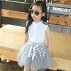 Ensembles de vêtements pour filles 2019 Summer Kids Fashion Clothing Sestting Children Fashion Lace Sans manches Teestutu Robe 2PCS Lace Outfits8858562