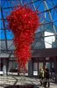 Lampadario di lusso per hotel di grandi dimensioni Lampadario a sospensione a led di lusso Lampadario in vetro di Murano soffiato a bocca al 100% di colore rosso borosilicato