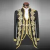 ゴールド刺繍メンズスーツ新着到着新郎新婦ホワイトグリアルームスーツ（ジャケット+パンツ+ベスト）XZ31