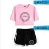 Summer Women's Set Korean Style Kpop Stray Kids Short Sleeve Crop Top + Shorts Sweat Suits Women Tracksuits Two Piece Outfit