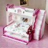 1/12 schaal poppenhuis miniatuur dubbele stapelbed model voor poppen huis slaapkamer meubels levenscènes decoratie kamer accessoire # 2 SH190913