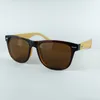 Wood Sunglasses Black Frame Bamboo Temples Hand Made Vintage Men Sun Glasses Traveller Style 4 Colors