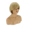 Penteado de New Lady Gaga Lace Full Human Hair Wigs Loiro Bob curto reto com franja sem glú.