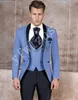 Bonito One Button Groomsmen xaile lapela noivo smoking Homens ternos de casamento / Prom / Jantar melhor homem Blazer (Jacket + Calças + Tie + Vest) W14