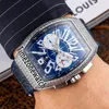 Montre Vanguard Nouvelle Collection Homme Vanguard V45 SC Miyota Quartz Chronographe Montre Homme Argent Diamant Bleu Cadran Blanc Cuir Bleu Timezonewatch E113b2