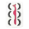 NOVO 3 pares 3D Mink cílios postiços pestanas com maquiagem Pinças Natural Longo 3d Mink Lashes pestana Extensão Eye Lash