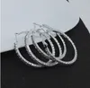 Hoop örhängen för tjejer / damer silver ton rhinestone cluster slinga örhängen mode tillbehör