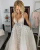 2020 Sexy Land Berta Geappliceerd V-hals backless trouwjurken met afneembare trein backless trouwjurk bruidsjurken vestido de novia