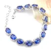 Handmade 5 Pcs Lot Oval Blue Topaz Silver Bracelet For Woman Wedding Gift Zircon Bracelet 8 inch Xmas gift